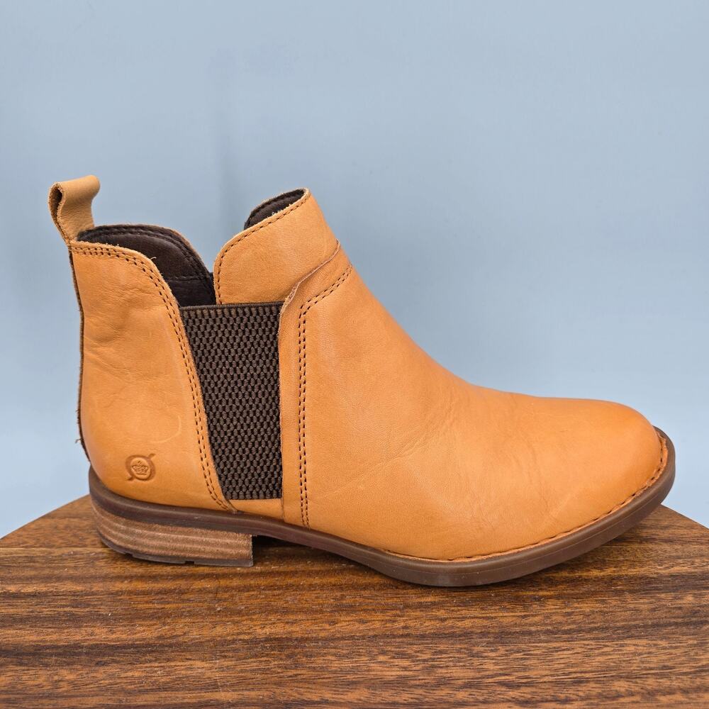 Born Brenta Chelsea Boots Womens 6.5 M Tan Brown Leather Pull On Ankle Booties